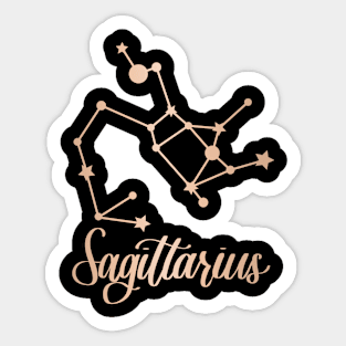 Sagittarius Zodiac Constellation in Rose Gold - Black Sticker